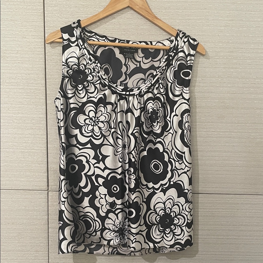 Spense Monochrome Floral Pattern Dress